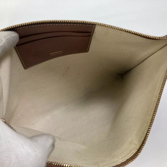 BURBERRY bag TB whole pattern fastener zip Clutch bag PVC/Leather Brown - Picture 9 of 13